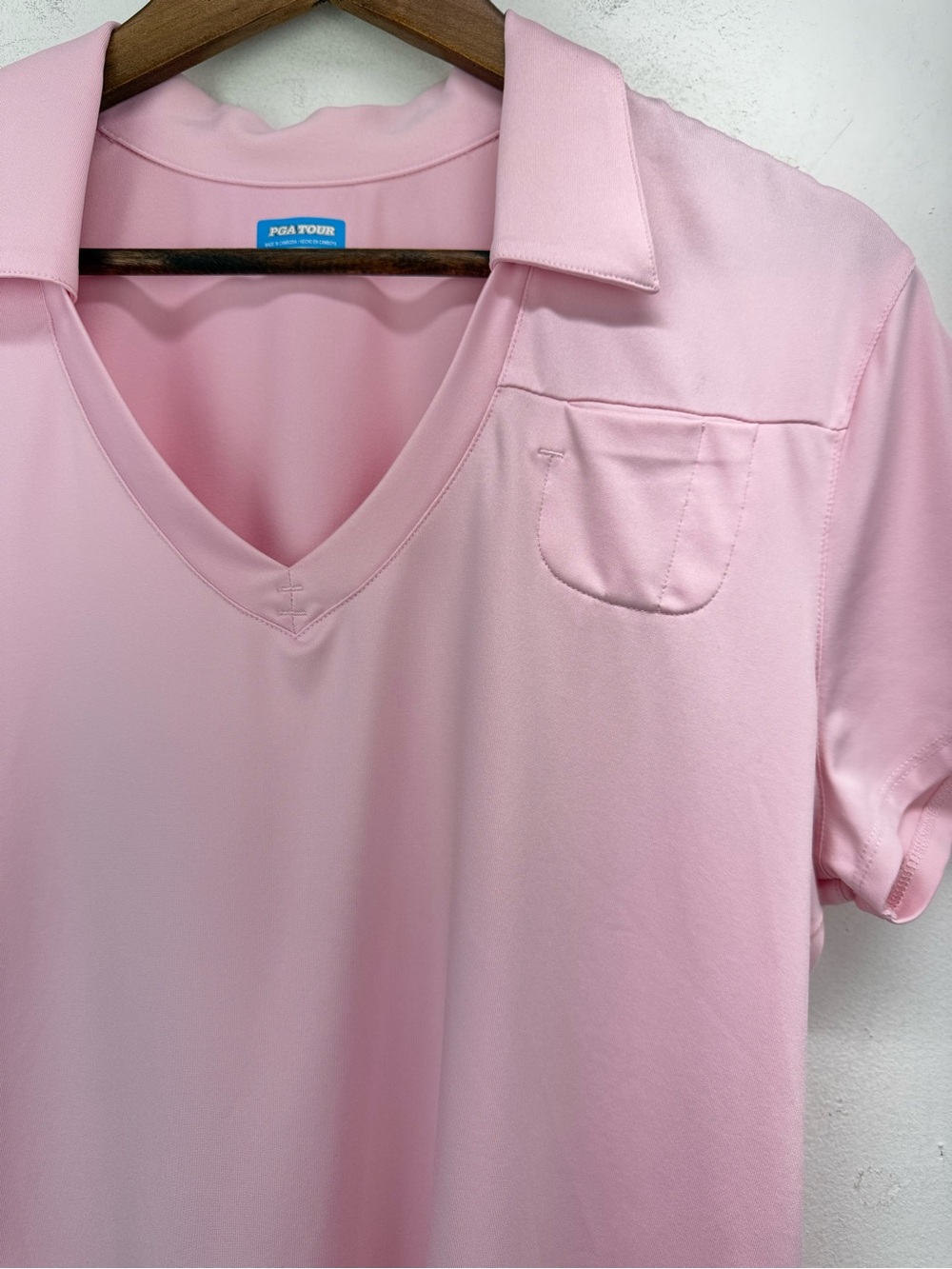PGA Tour size XL Women’s Pink Short Sleeve V-neck Golf Polo Shirt - Picture 2 of 6